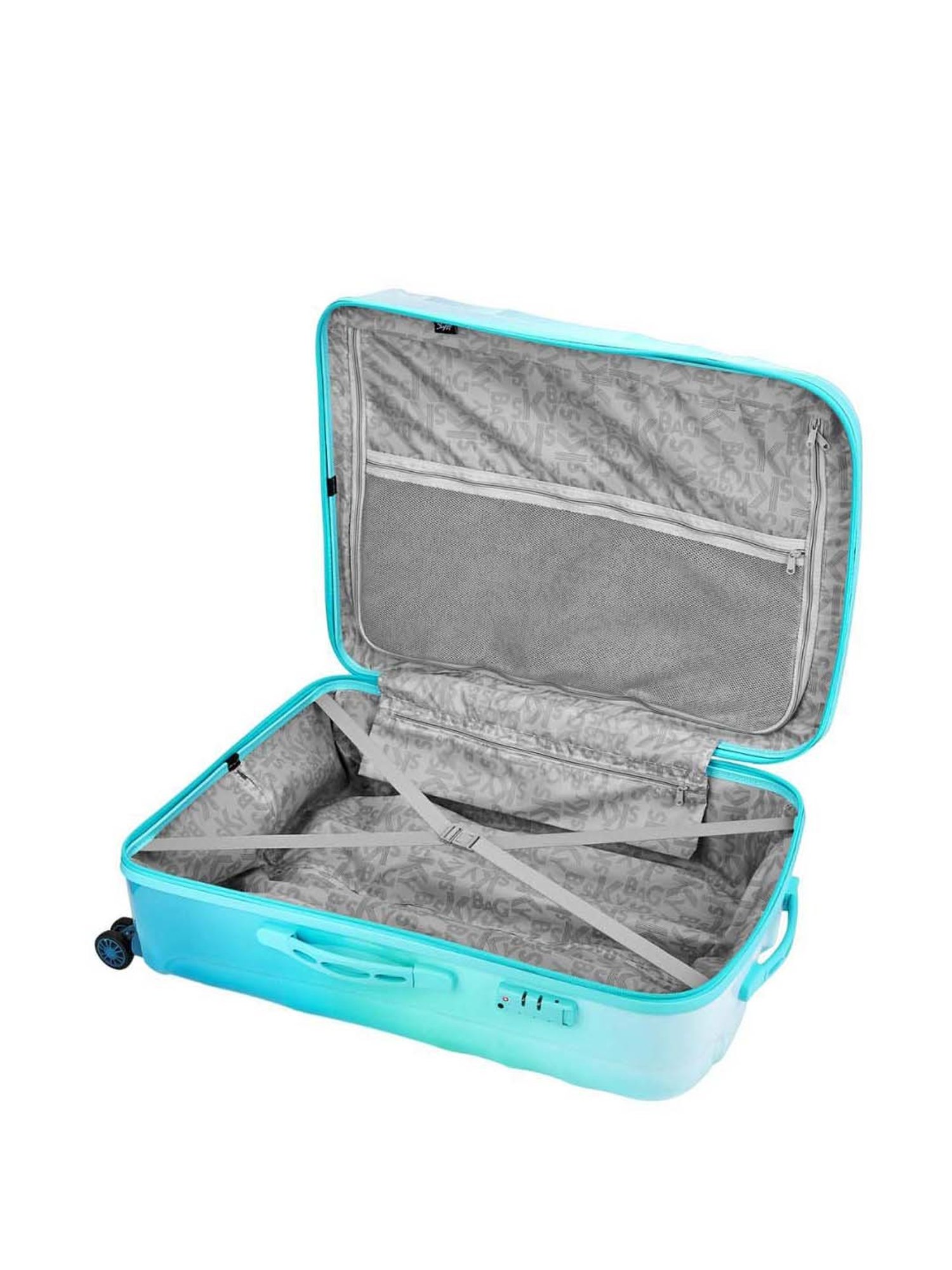 Skybags Openskies Blue Textured Hard Large Trolley Bag - 55 cm