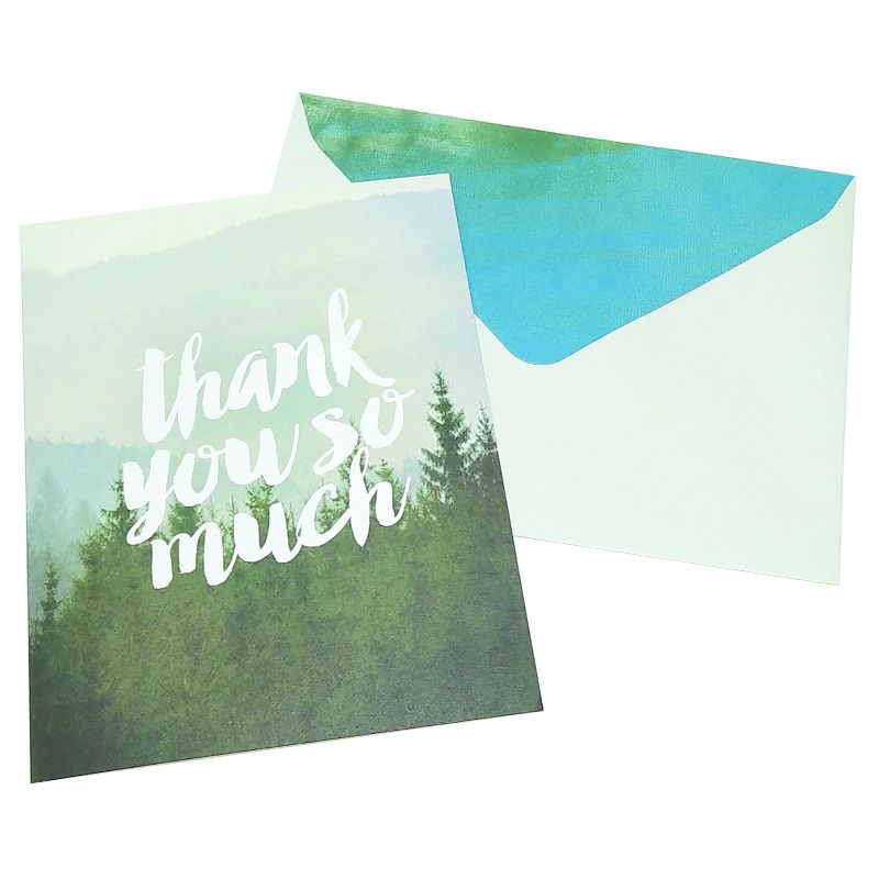 Green Inspired 10ct Foggy Forest Thank You Cards