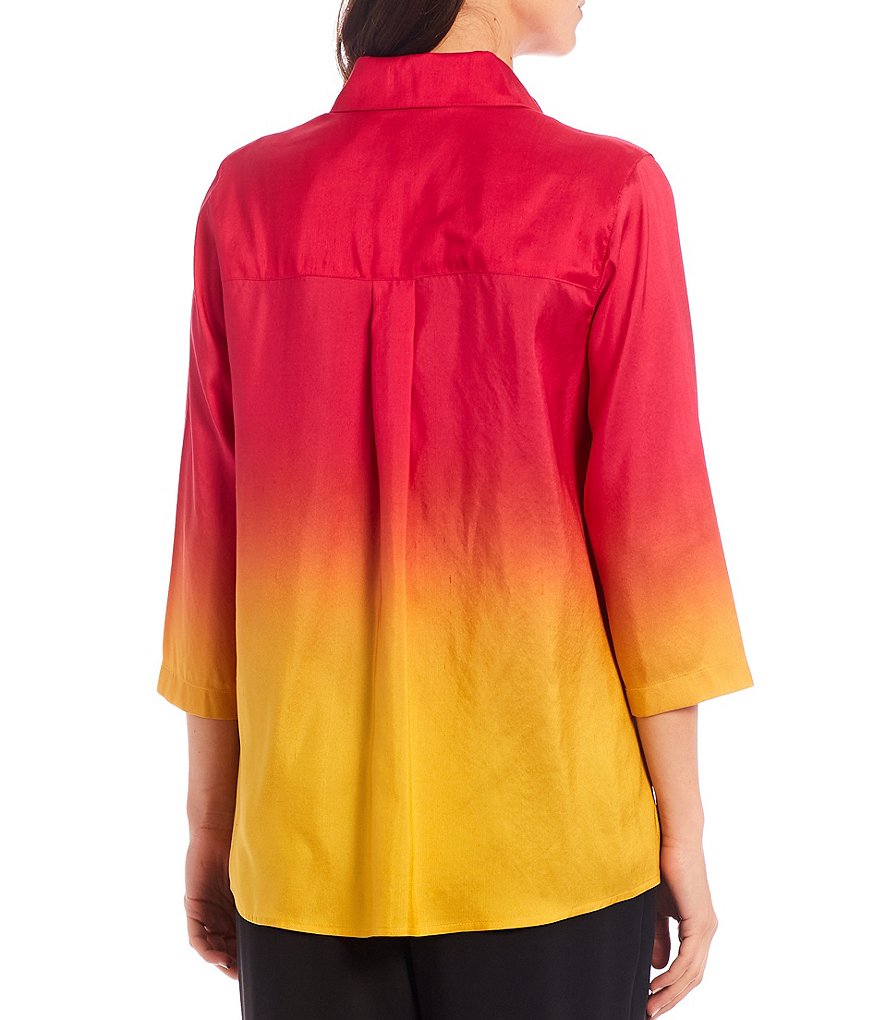Caroline Rose Ombre Shantung Relaxed Silk Shirt Jacket
