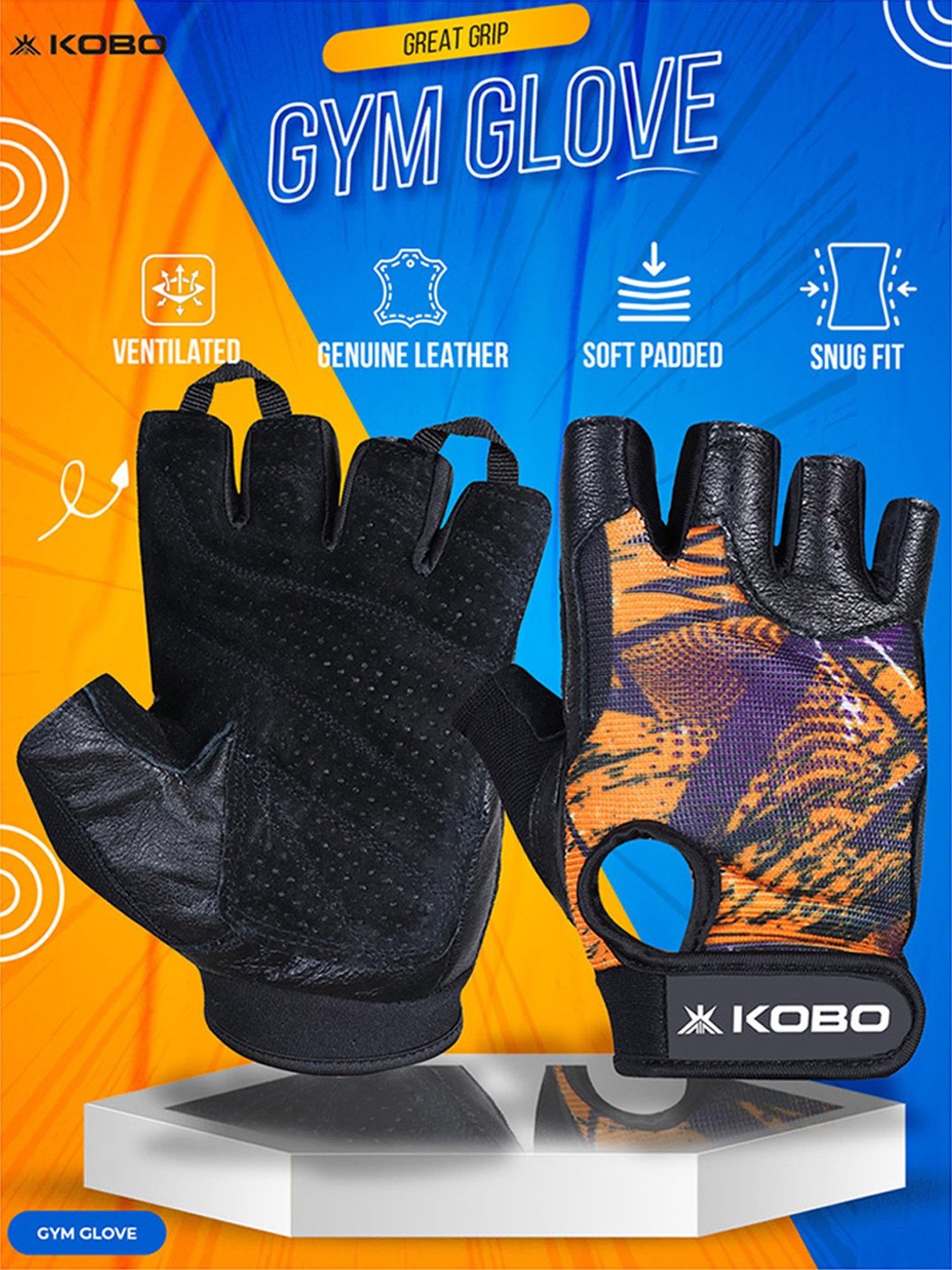 Kobo Weight Lifting Gym Gloves (Orange) Size - M