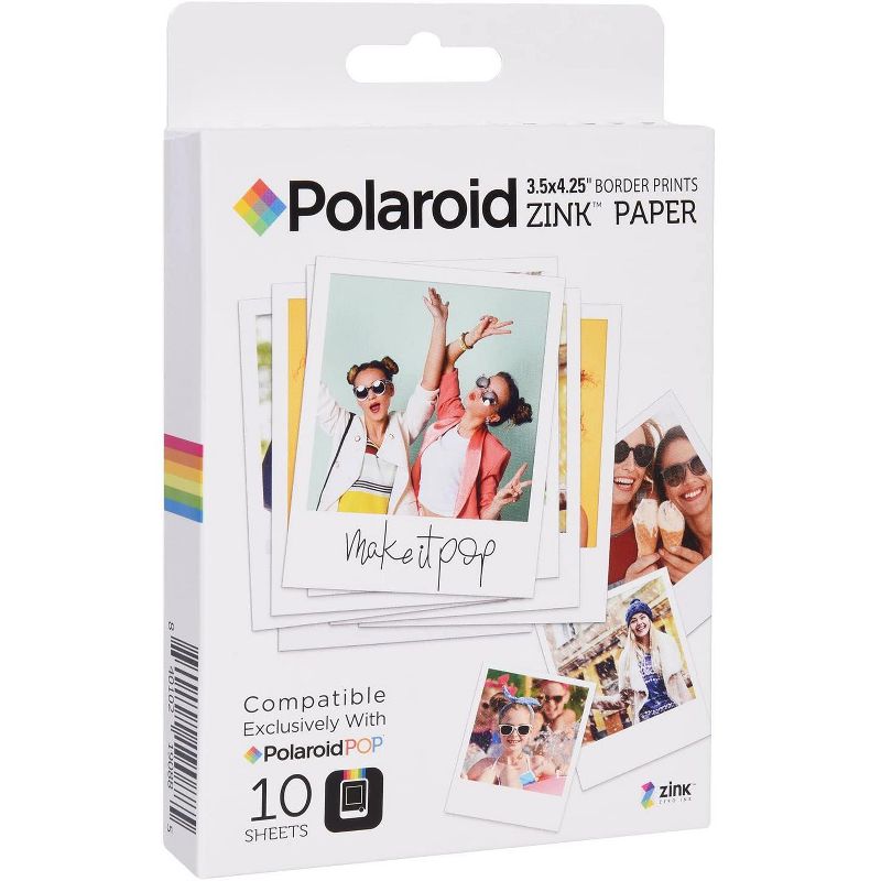 Zink Polaroid 3.5 x 4.25 inch Premium Zink Border Print Photo Paper (10 Sheets) Compatible with Polaroid POP Instant Camera & Polaroid 3x4 Printer