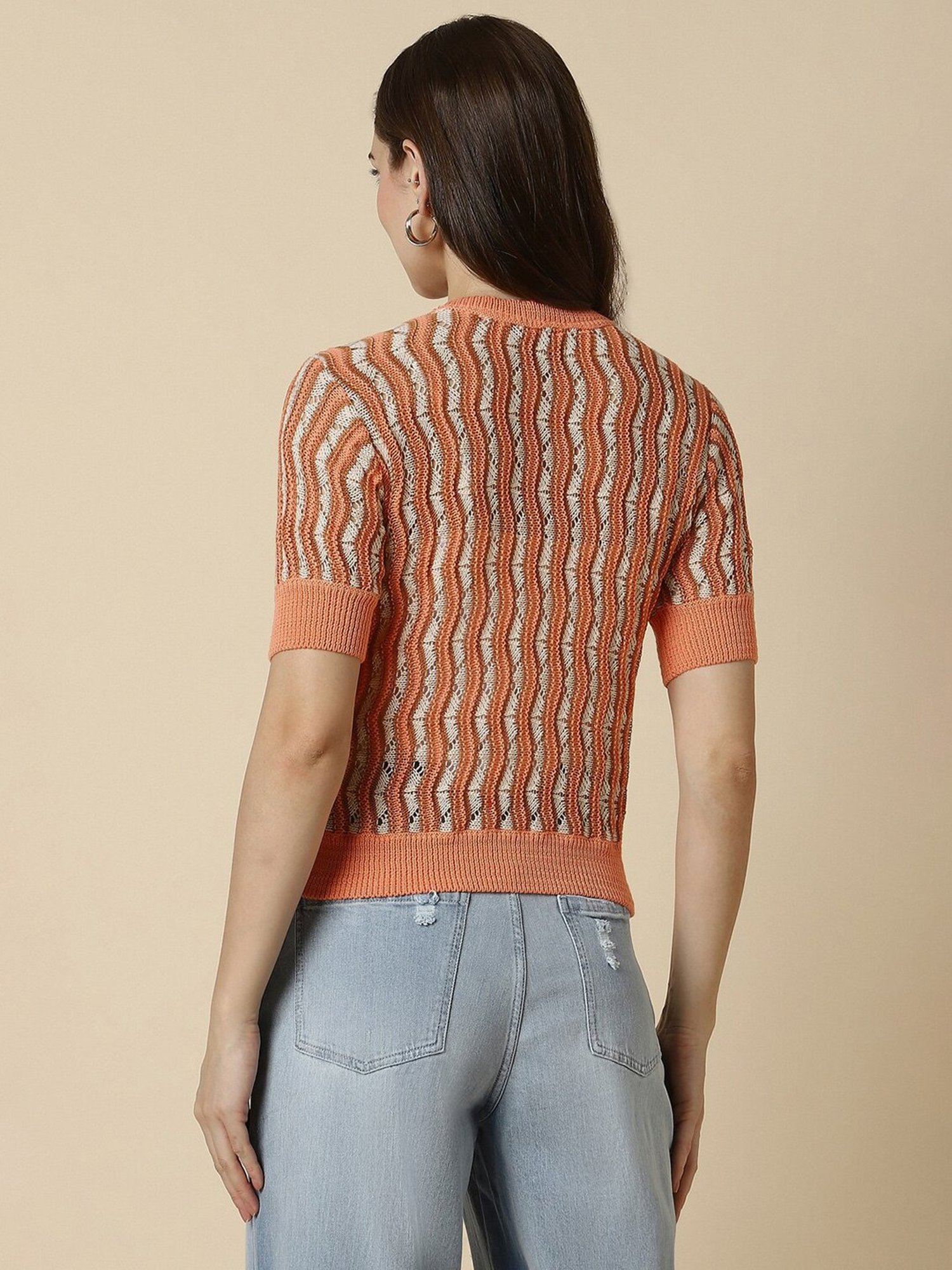 Allen Solly Orange Self Design Top