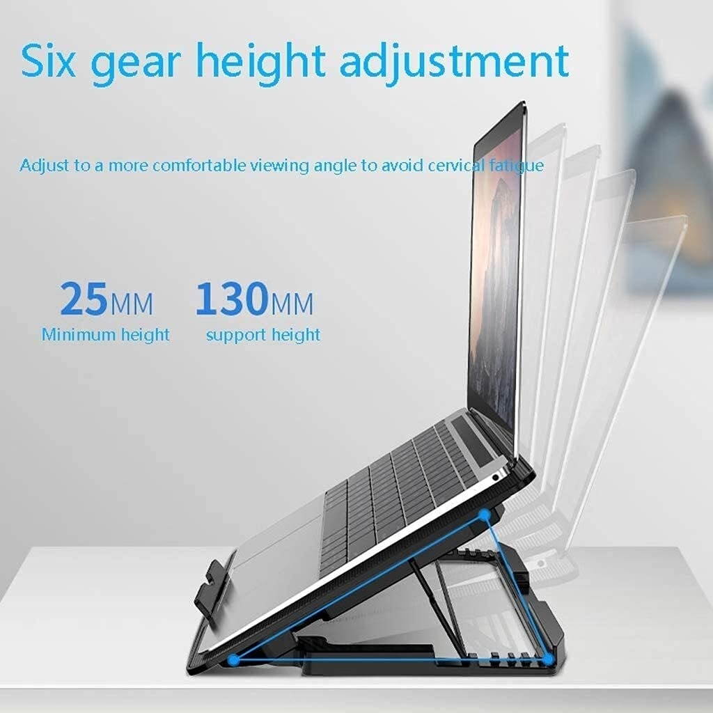 XUNMAIFLB Laptop Cooling Pad Laptop Cooling Pad 12-17.2 Inch Gaming Laptop Cooling Pad 6 Fans and 2 USB 2400 RPM Strong (Color : Black, Size : 26.5x36x2.8cm)