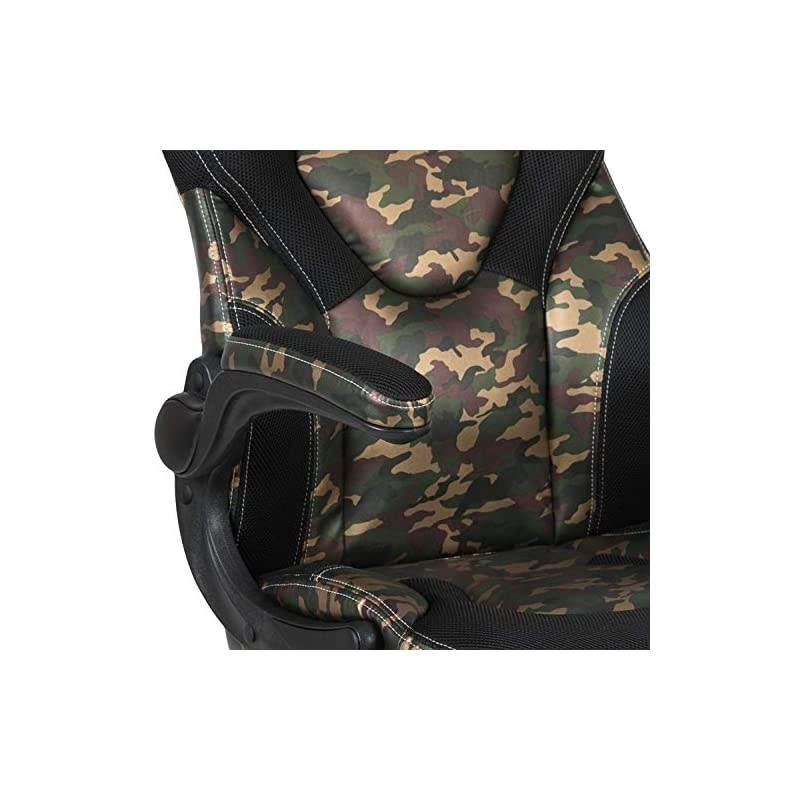 X10 Gaming Chair Racing Office Ergonomic Computer PC Adjustable Swivel Chair with Flip-Up Arms, Camouflage/Black LeatherSoft