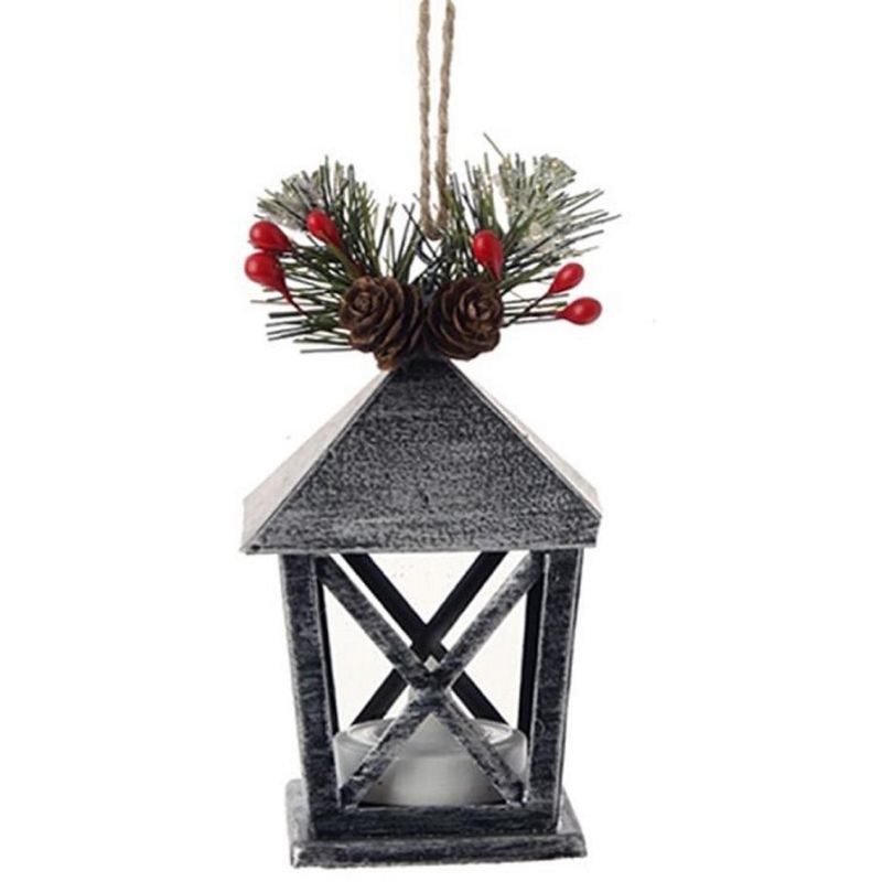 Raz Imports 4.5" Weathered Mini Lantern Christmas Ornament - Black/Silver