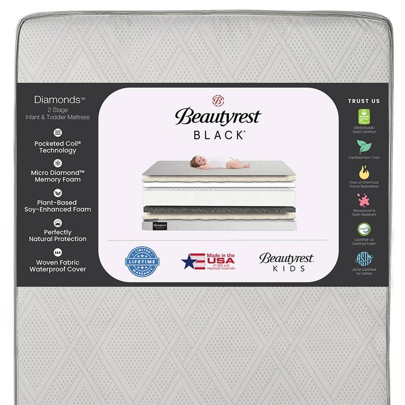 Beautyrest Black Diamond 2 Stage Crib and Toddler Mattress - White