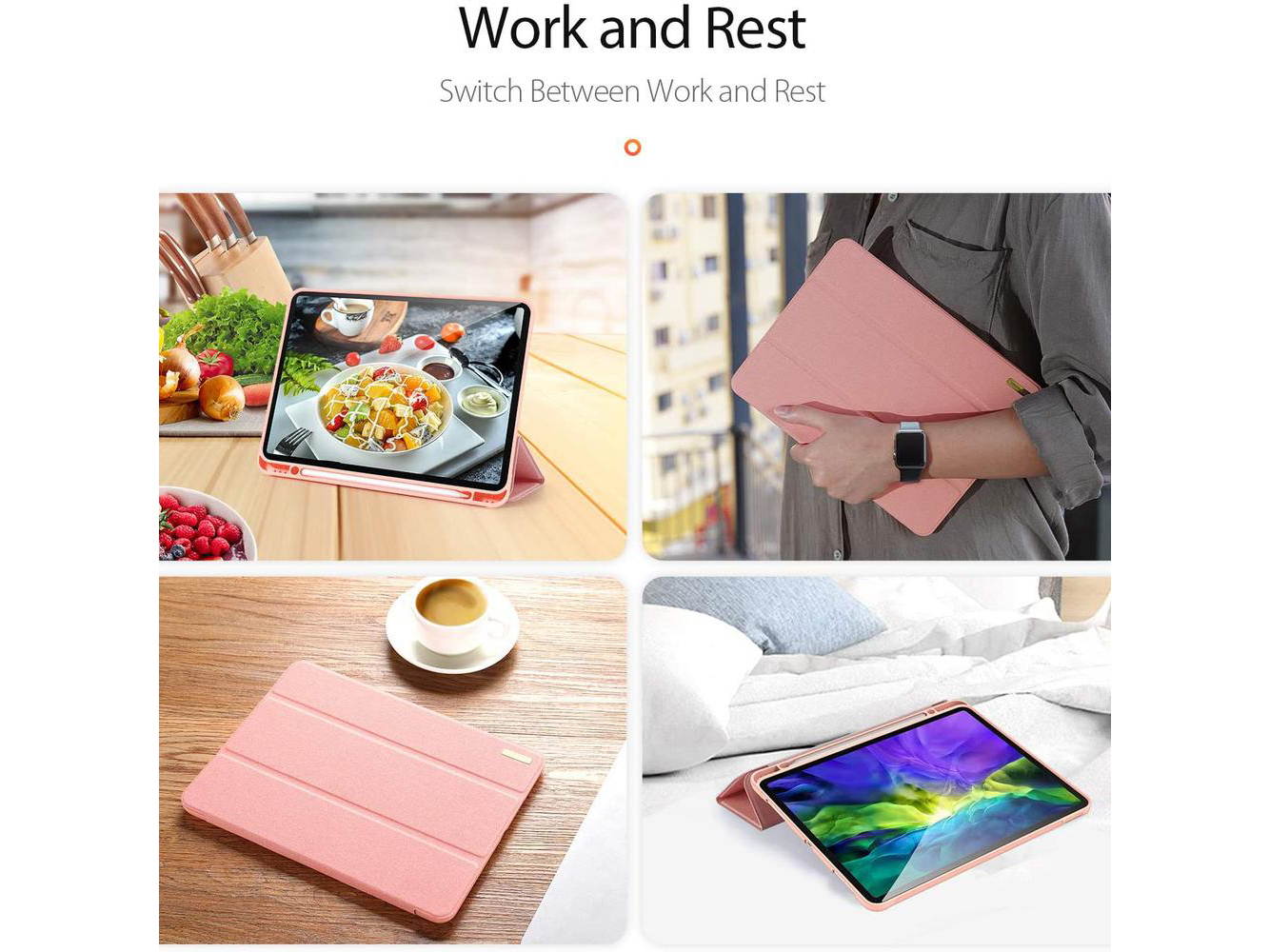 GANGXUN Case for iPad Pro 11 2020/2018, Trifold Smart Slim Magnetic Protective Case Cover with Pencil Holder [Supports Apple Pencil 2 Wireless Charging], Auto Wake/Sleep, pink
