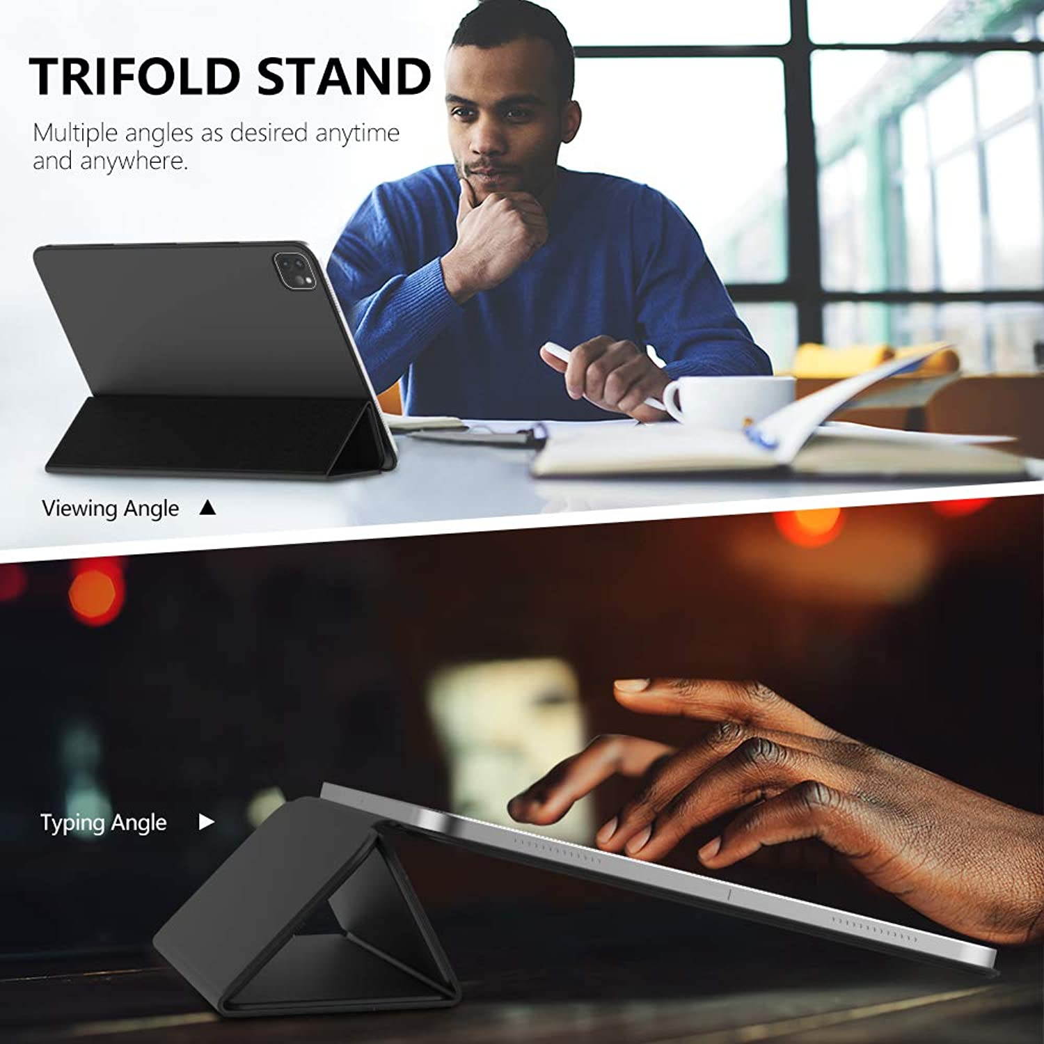 MoKo Magnetic Smart Folio Case Fit iPad Pro 11 Case 2018 - [Support Apple Pencil Magnetically Attach Charge/Pair] Slim Lightweight Shell Stand Cover, Auto Wake/Sleep for iPad Pro 11 Inch - Black