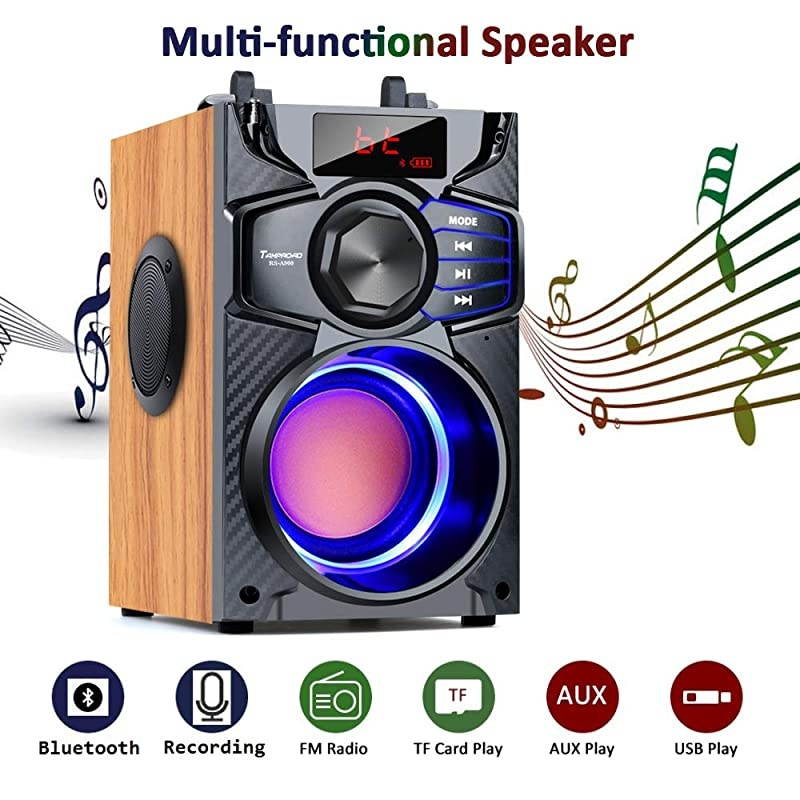 Bluetooth Speaker Subwoofer Heavy Bass Wireless Outdoor Party Speaker MP3 Player Line in Speakers Support Remote Control FM Radio TF Card LCD Display for Home Party Phone Computer PC