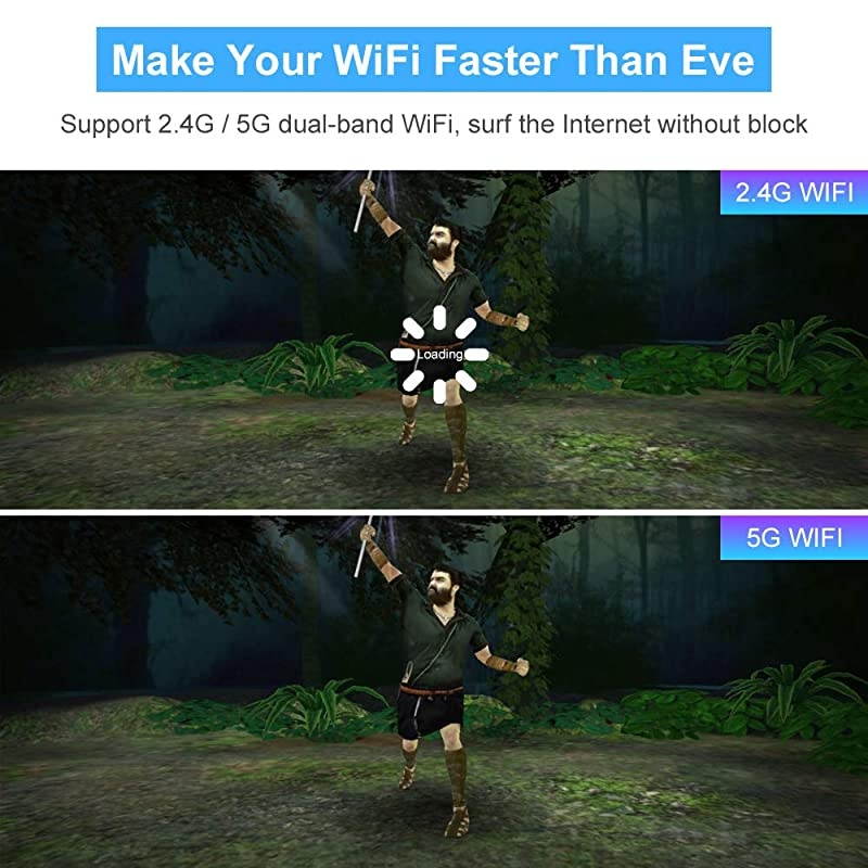 Display Adapter, 2.4G/5G WiFi Full HD 1080P HDMI Display Adapter, Support DLNA Screen Mirror for iOS/Laptop/Projector/TV/Video Display Dongle Eliminates AC Outlet and Cords