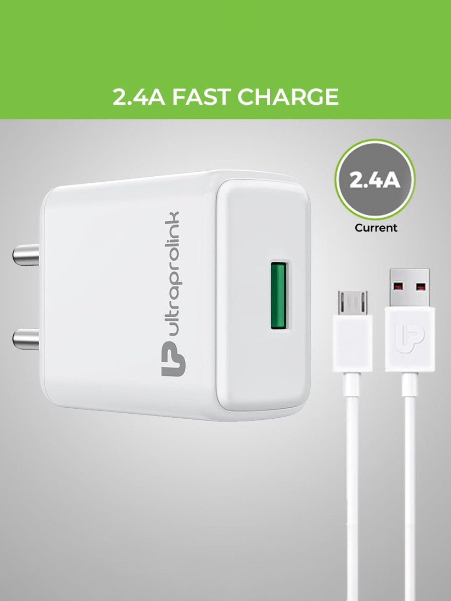 ULTRAPROLINK UM1166M USB Fast Wall Charger with 1 m Micro USB Cable (White)