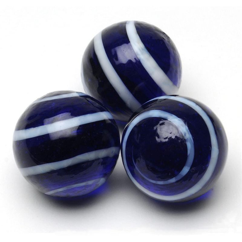 WE Games Dark Blue Stripe Glass Marbles for Solitaire- Set of 33