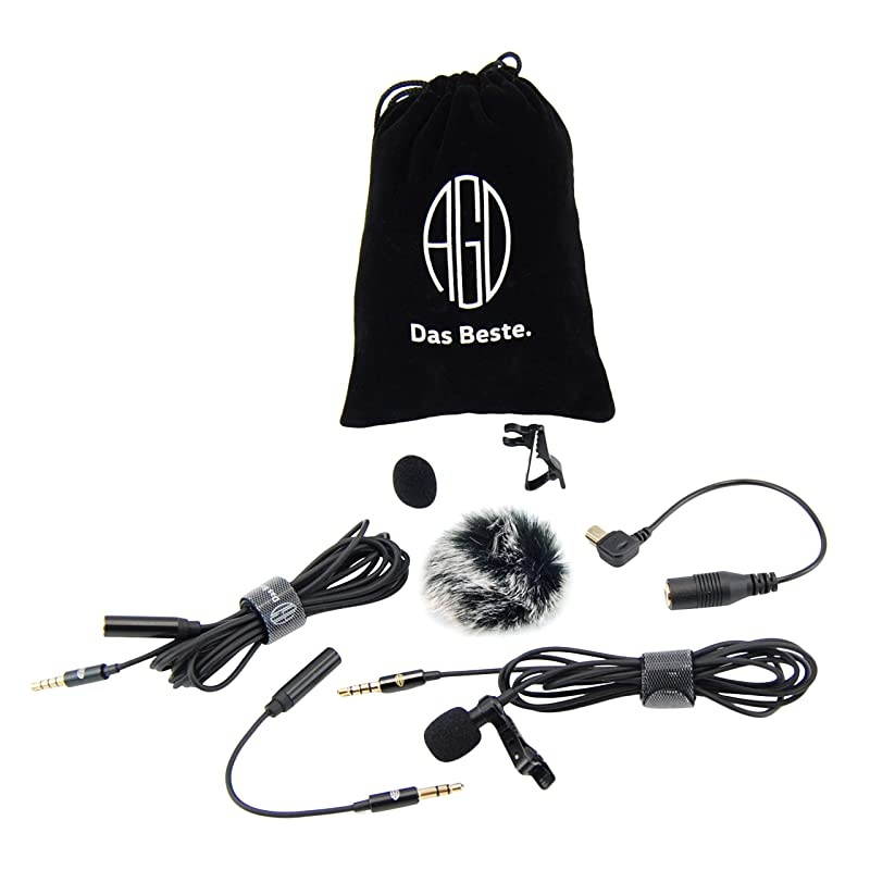 Lavalier Lapel Microphone Kit Clipon Omnidirectional Condenser Lav Mic Compatible with iPhone iPad GoPro DSLR Camcorder Zoom Audio Recorder PC MacBook Android PS4