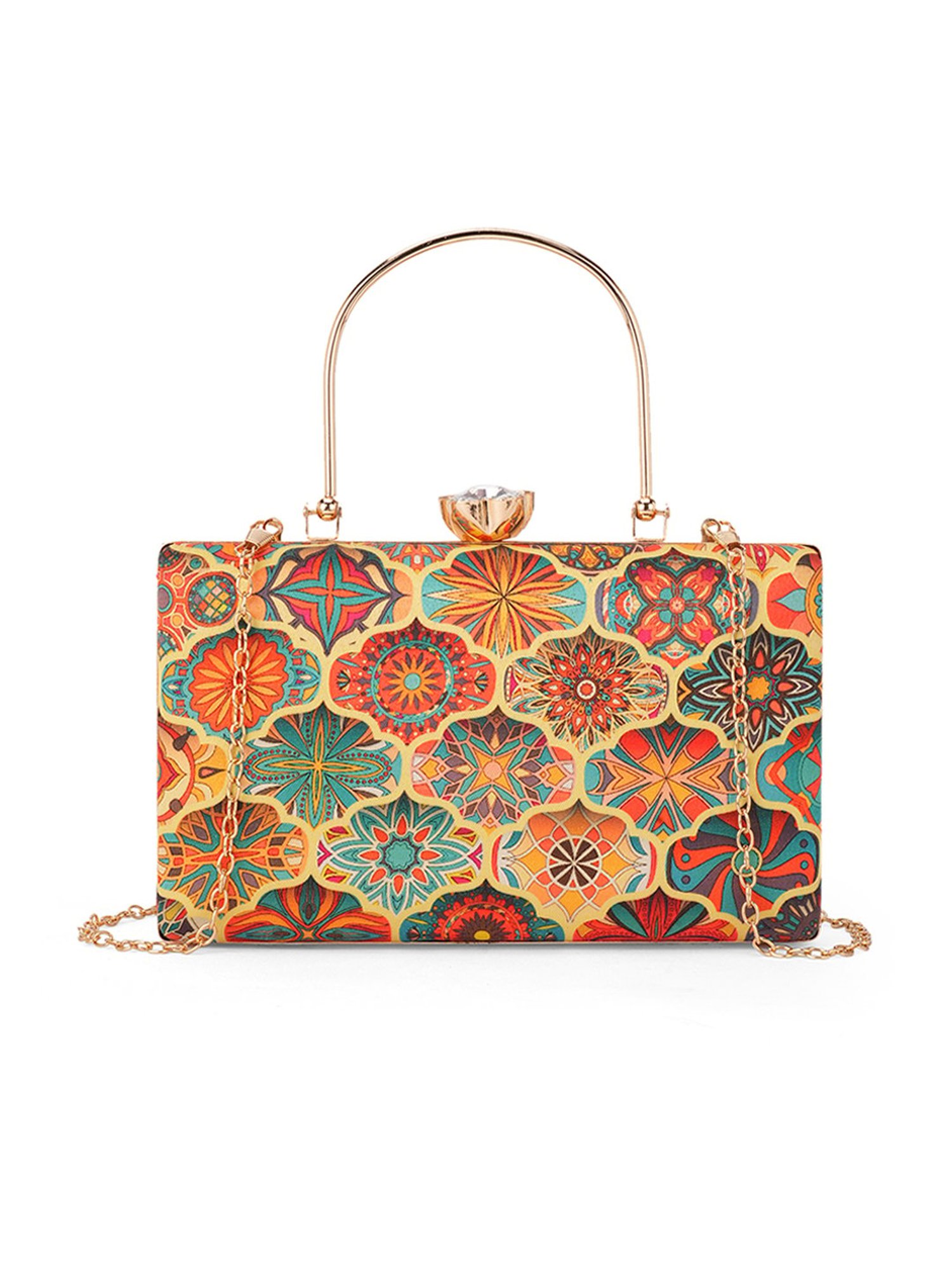 Glo By Globus Multi Ethnic Motifs Printed Party Small Clutch