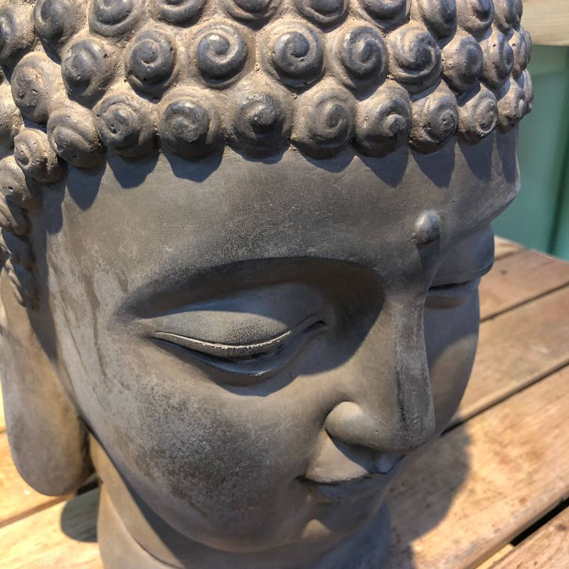 15" Concrete Lightweight Kante Indoor/Outdoor Meditating Zen Buddha Head Statue Gray - Rosemead Home & Garden, Inc.