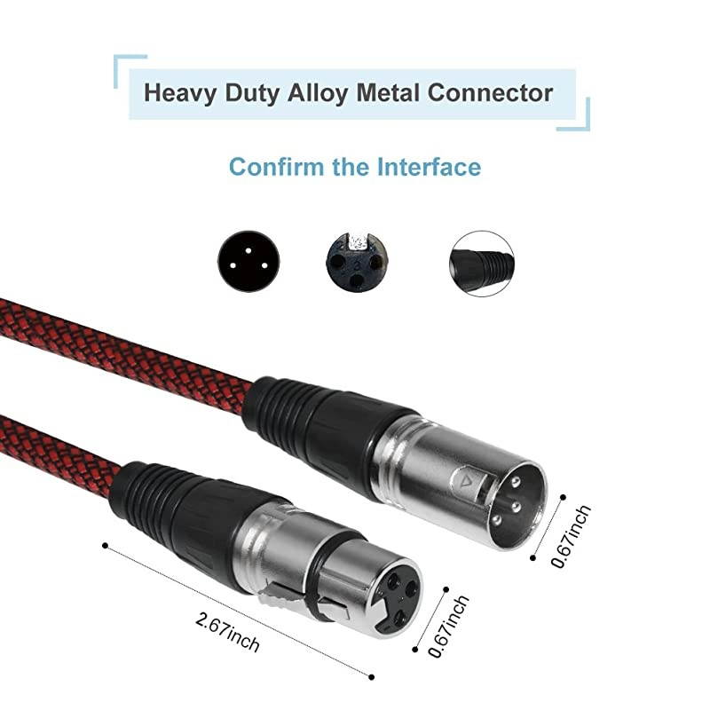 XLR Cable 3ft Male to Female,  Microphone XLR Cable 3 Pin Nylon Braided Balanced XLR Cable Mic DMX Cable Patch Cords with Oxygen-Free Copper Conductors