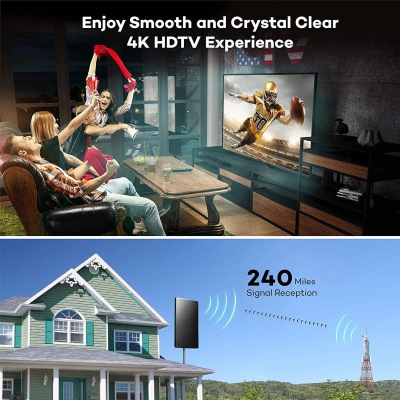 HAPHOOD Amplified HD TV Antenna for Outdoor, 240Miles Range Support 4K 1080p Fire TV Stick & All Older TV's for Outdoor, Attic,Indoor, 31ft Coax Cable