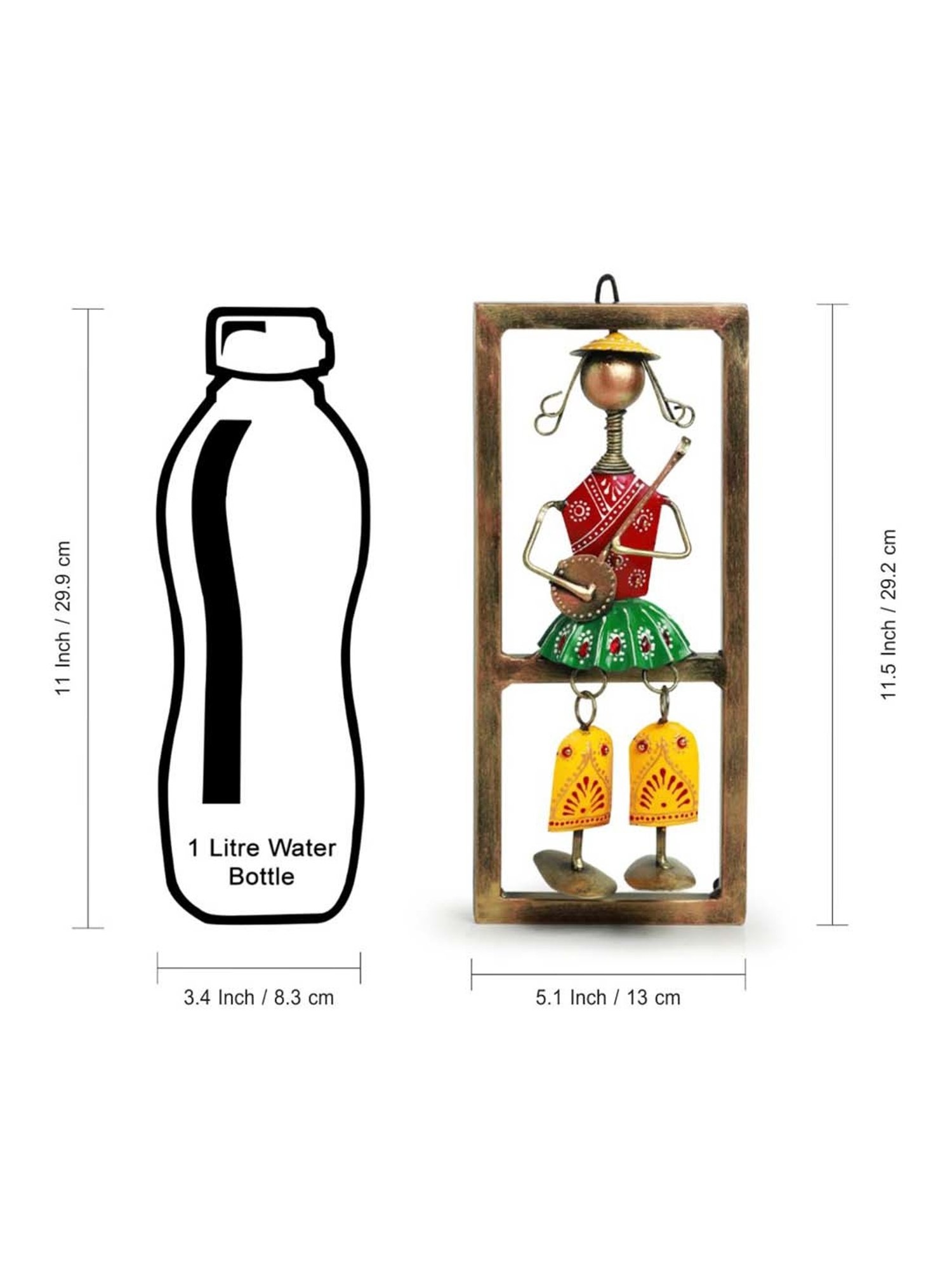 ExclusiveLane Hand-painted Multicolor Iron Rajasthani Sitar Artist Wall Hanging