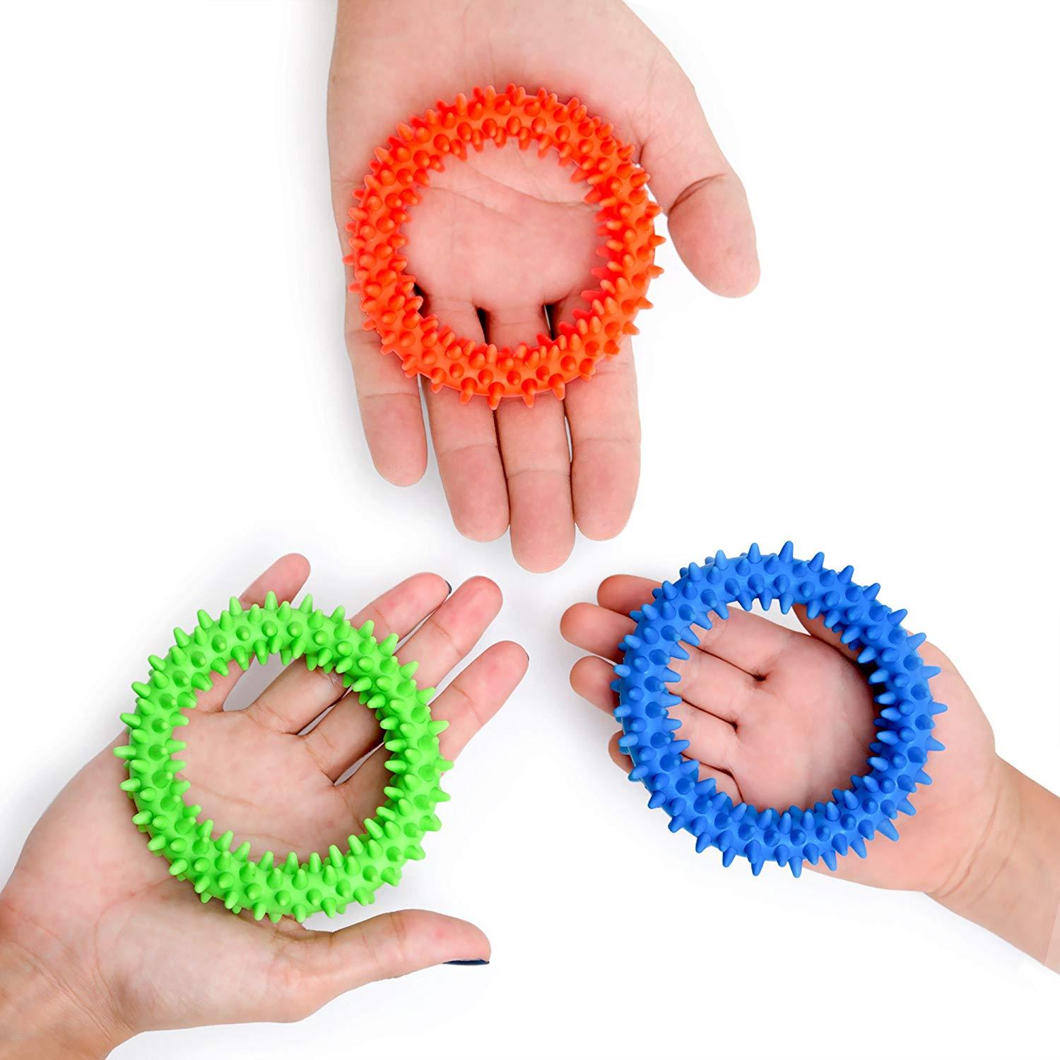 Sensory Ring and Fidget Toy | Soft, Flexible Ring and Rubber Spikes | Helps Reduce Stress and Anxiety| Promotes Focus and Clarity | Children, Youth, Adults Sensory Toys