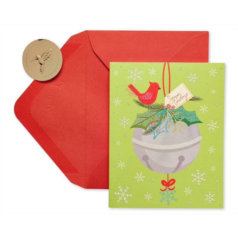 20ct Papyrus Jingle Bell Glitter Boxed Holiday Greeting Cards