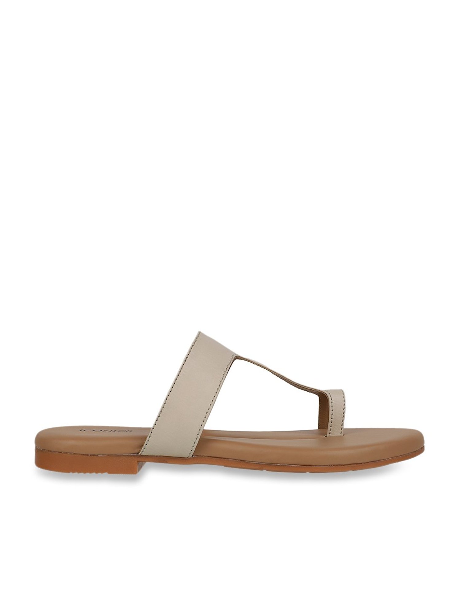 Iconics Women's Beige Toe Ring Sandals