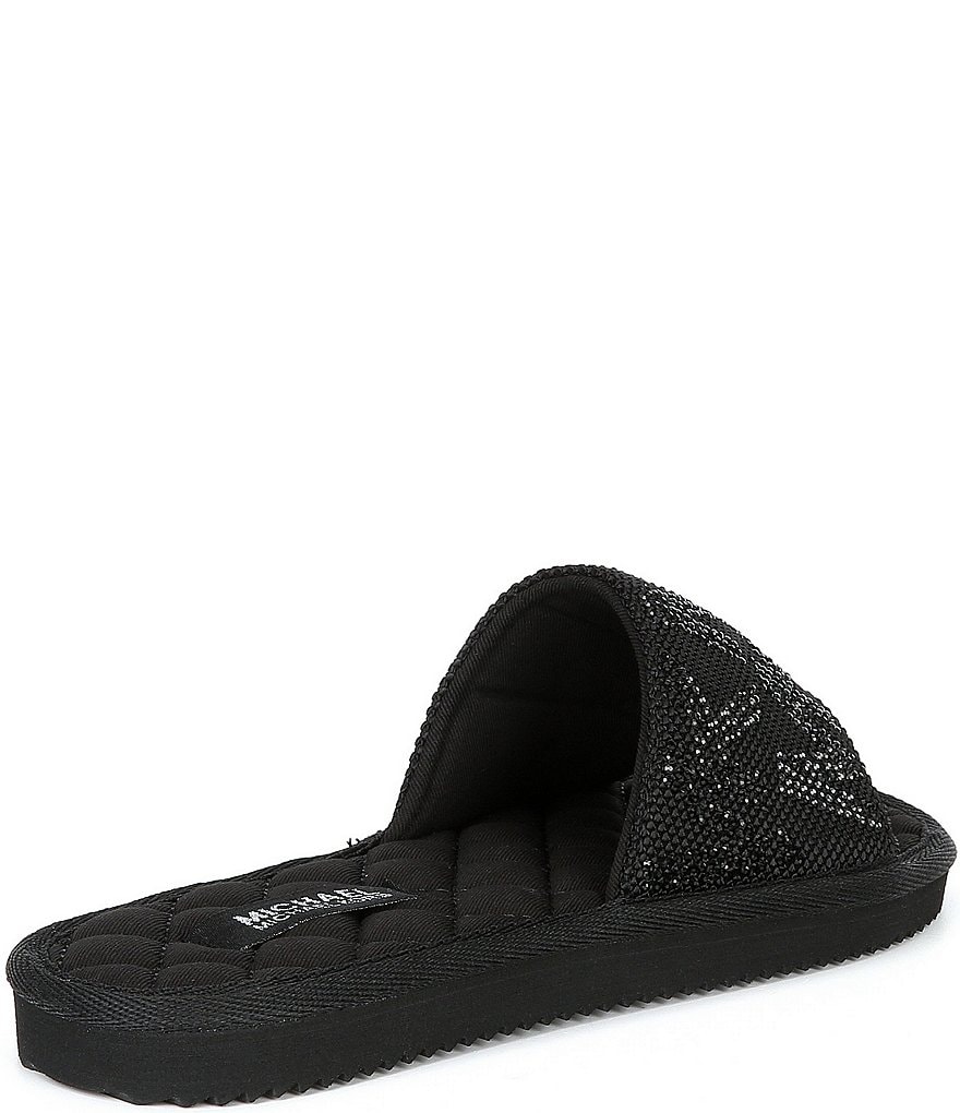 MICHAEL Michael Kors Janis Logo Print Rhinestone Embellished Slides