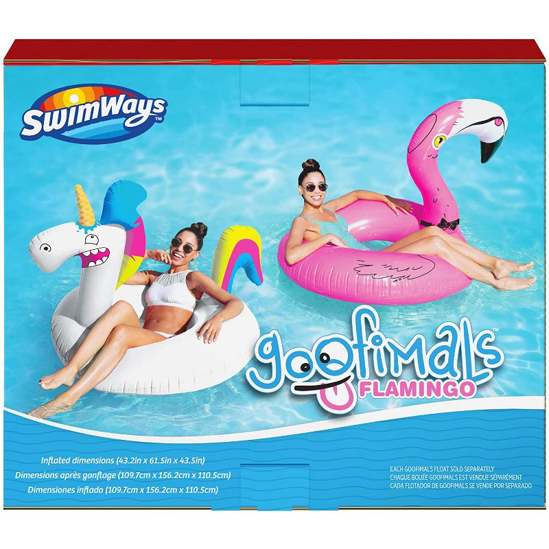 SwimWays Goofimals Cute 43-Inch Outside Giant Water Inflatable Flamingo Pool Float for All Ages