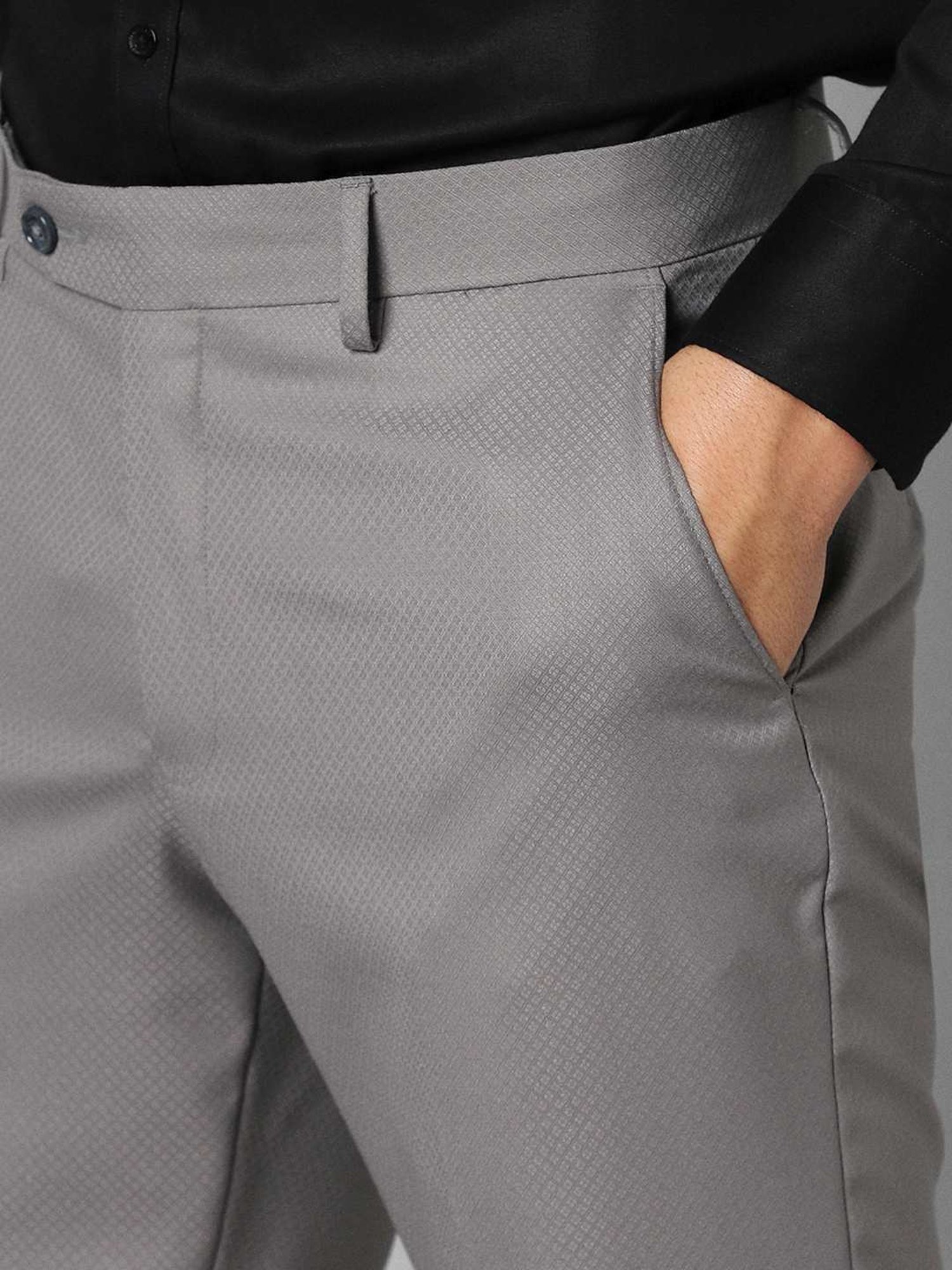 Louis Philippe Grey Slim Fit Texture Two Piece Suit