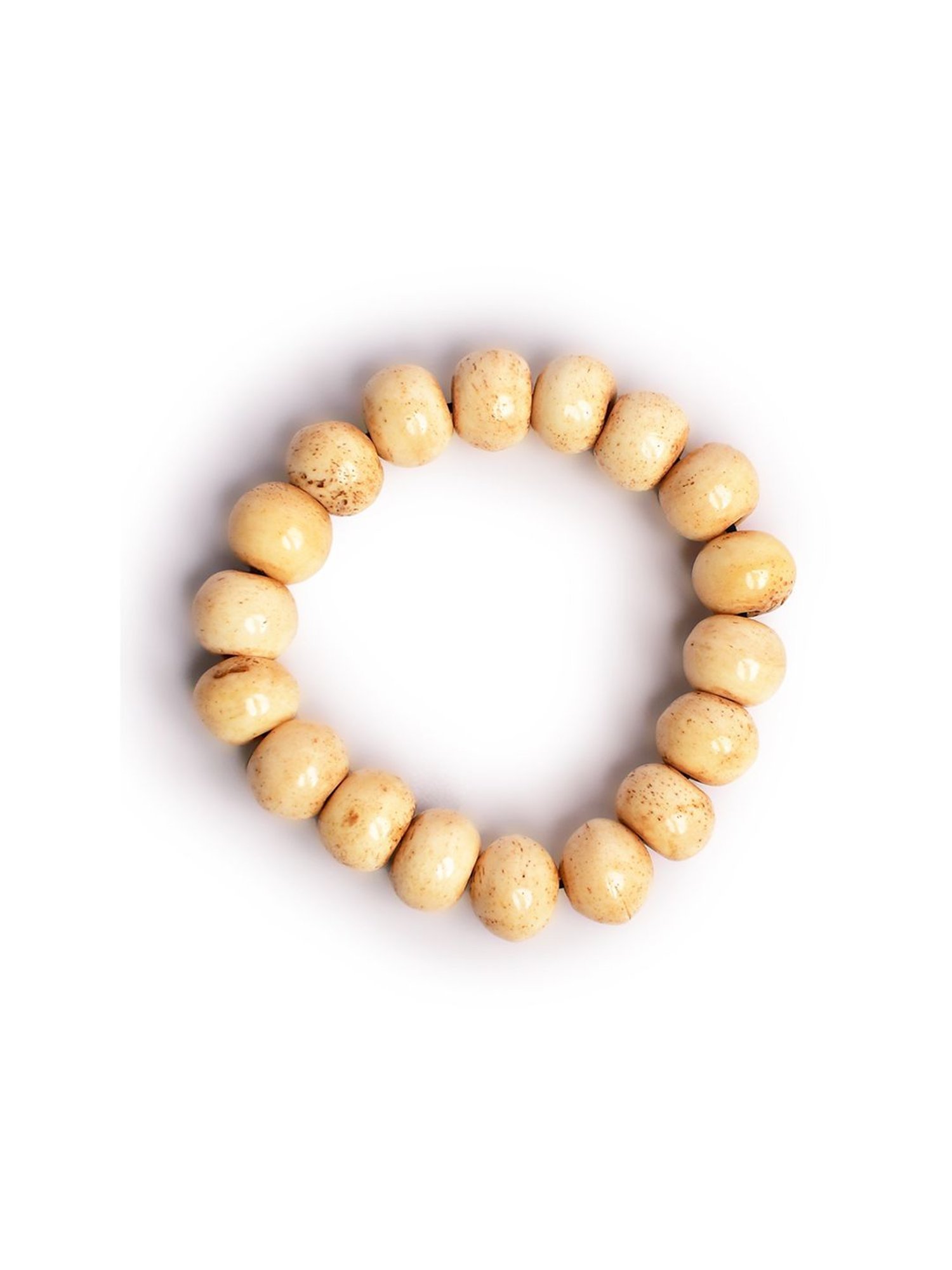 IMLI STREET Off White Artificial Beaded Stretchable Bracelet for Women