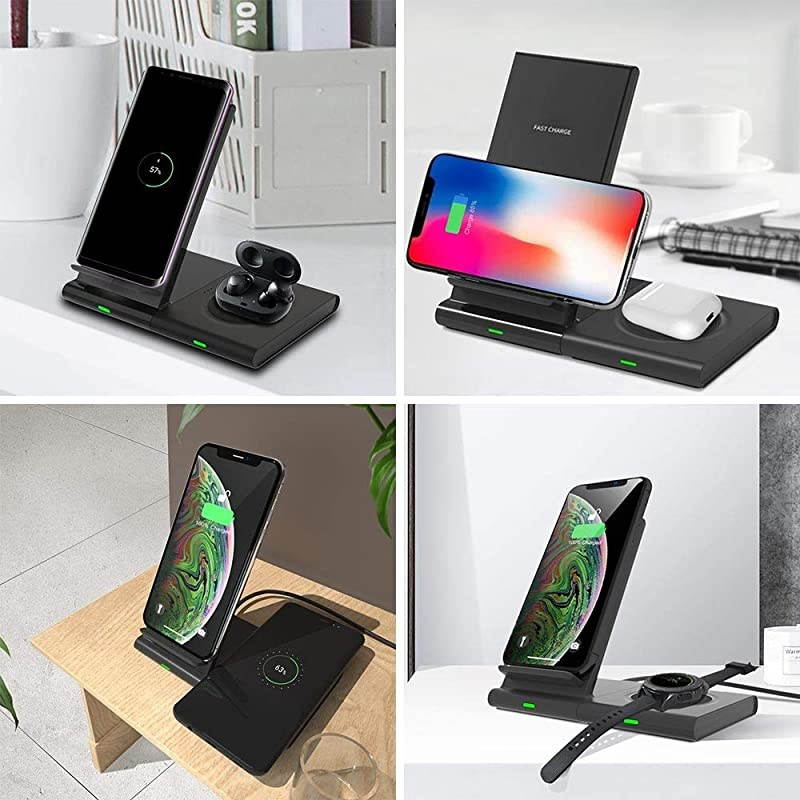 Dual Wireless Charger Qi Certified Wireless Charging Stand for iPhone 12 Pro1211 Pro MaxXsXrX8 PlusAirpods ProSamsung Galaxy S20S10S9Samsung WatchGalaxy Buds with QC 30 Adapter