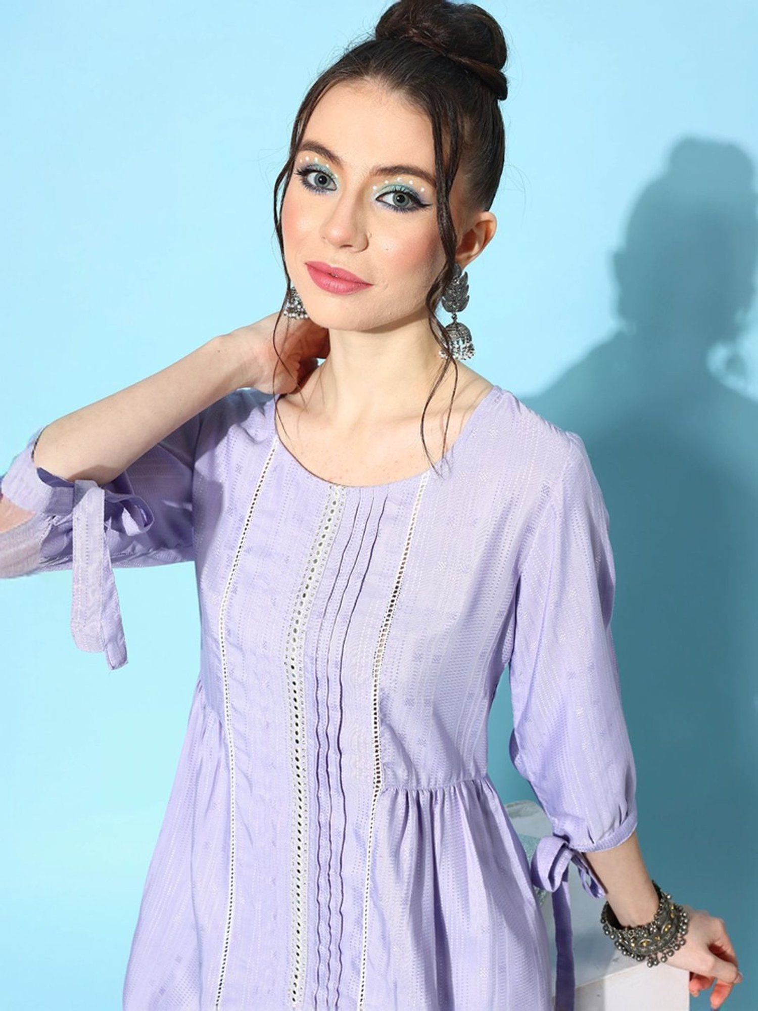 Stylum Purple Embroidered Top & Pants Set