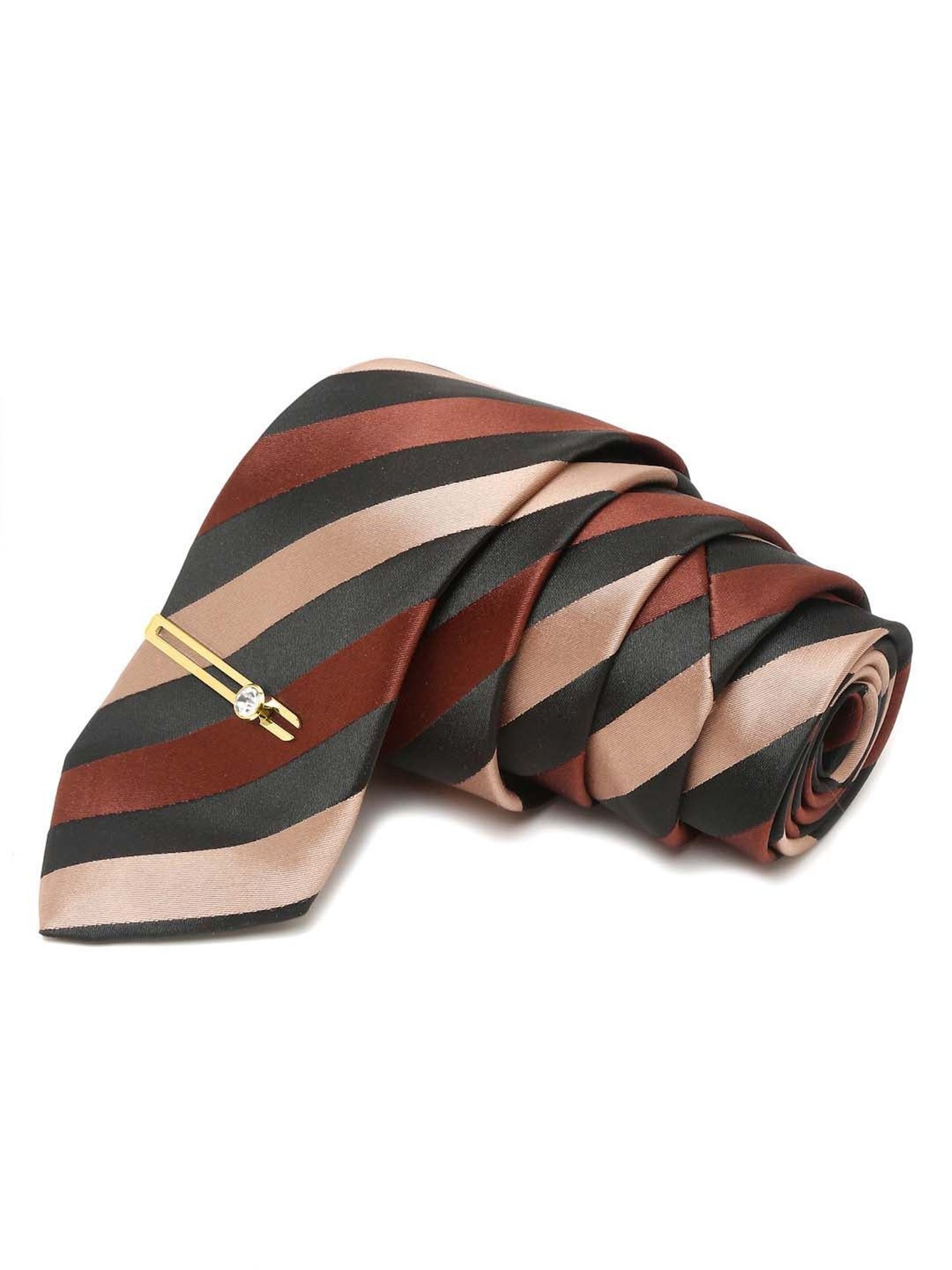 Louis Stitch Brown Striped Necktie Gift Set - Set of 3