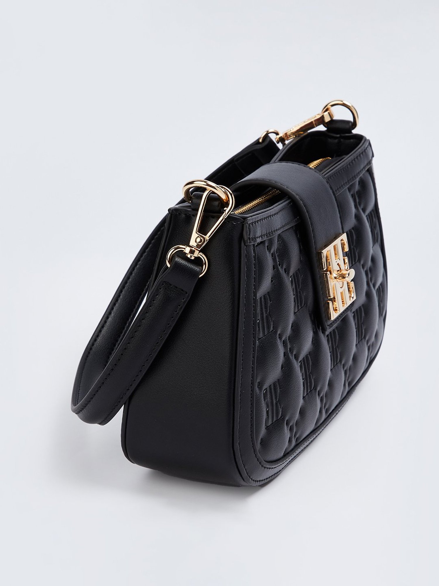 Elle Black Textured Sling Handbag