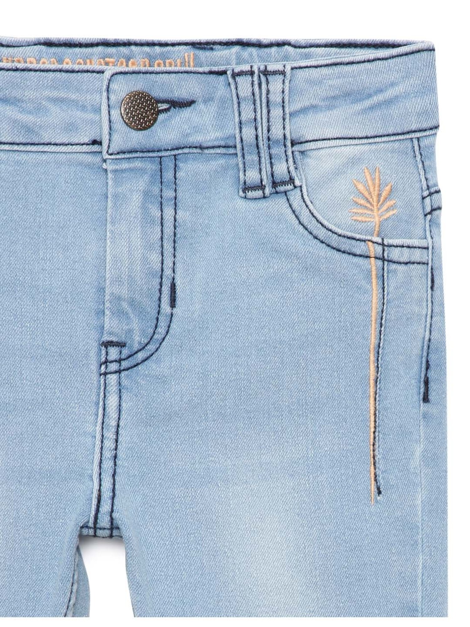 Under Fourteen Only Girls Blue Embroidered Jeans