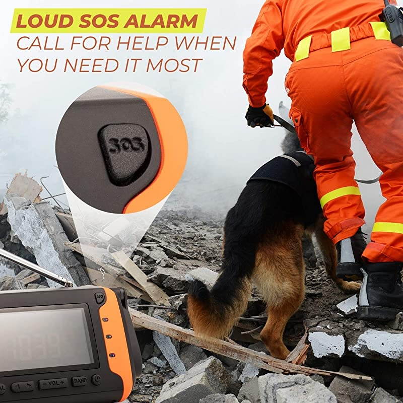 Radio with NOAA Weather Alert Hand Crank Solar Powered Hurricane Radio AM FM Weather Survival Radio with Battery Backup Flashlight Phone Charger SOS Alarm Bonus Survival Whistle