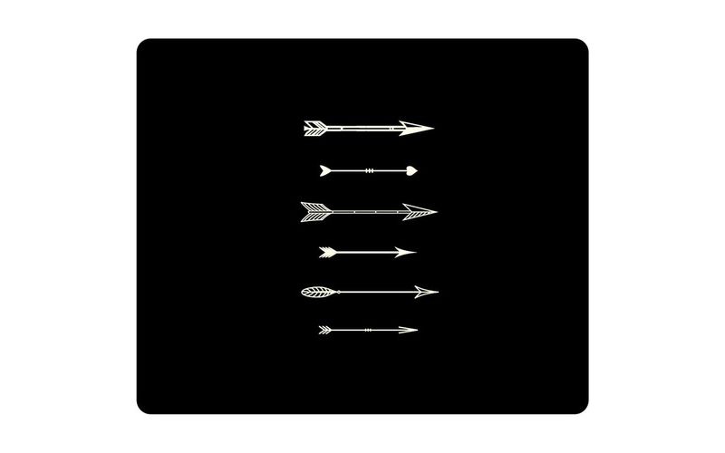 OTM Hipster Prints Black Mouse Pad, Shooting White Arrows - Shooting White Arrows - Black - Rubber Base - Slip Resistant