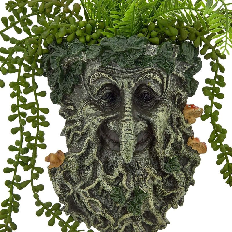 Okuna Outpost Old Man Tree Face Statue, Garden Statue Sculpture Decorations (6.5 x 9 x 3.3 in)