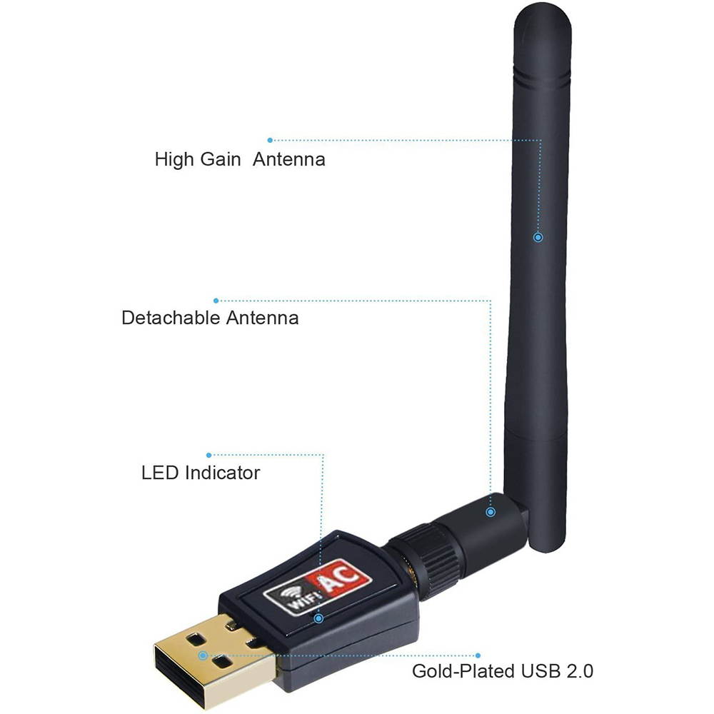 Wifi Dongle High Speed Internet 2.4/5GHz 600Mbps Wireless USB Wifi Adapter for PC/Desktop/Laptop/Tablet, Supports Windows 10/8/7/Vista/XP/2000, Mac Os X 10.4-10.11.4 and 10.12.1