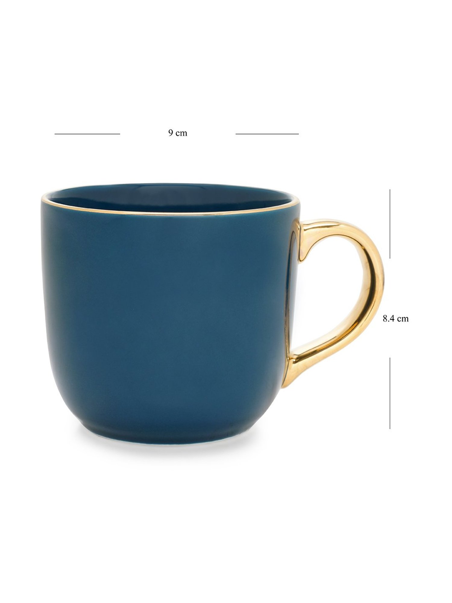 Femora Black Ceramic Coffee Mugs (0.36 L) - Set of 4