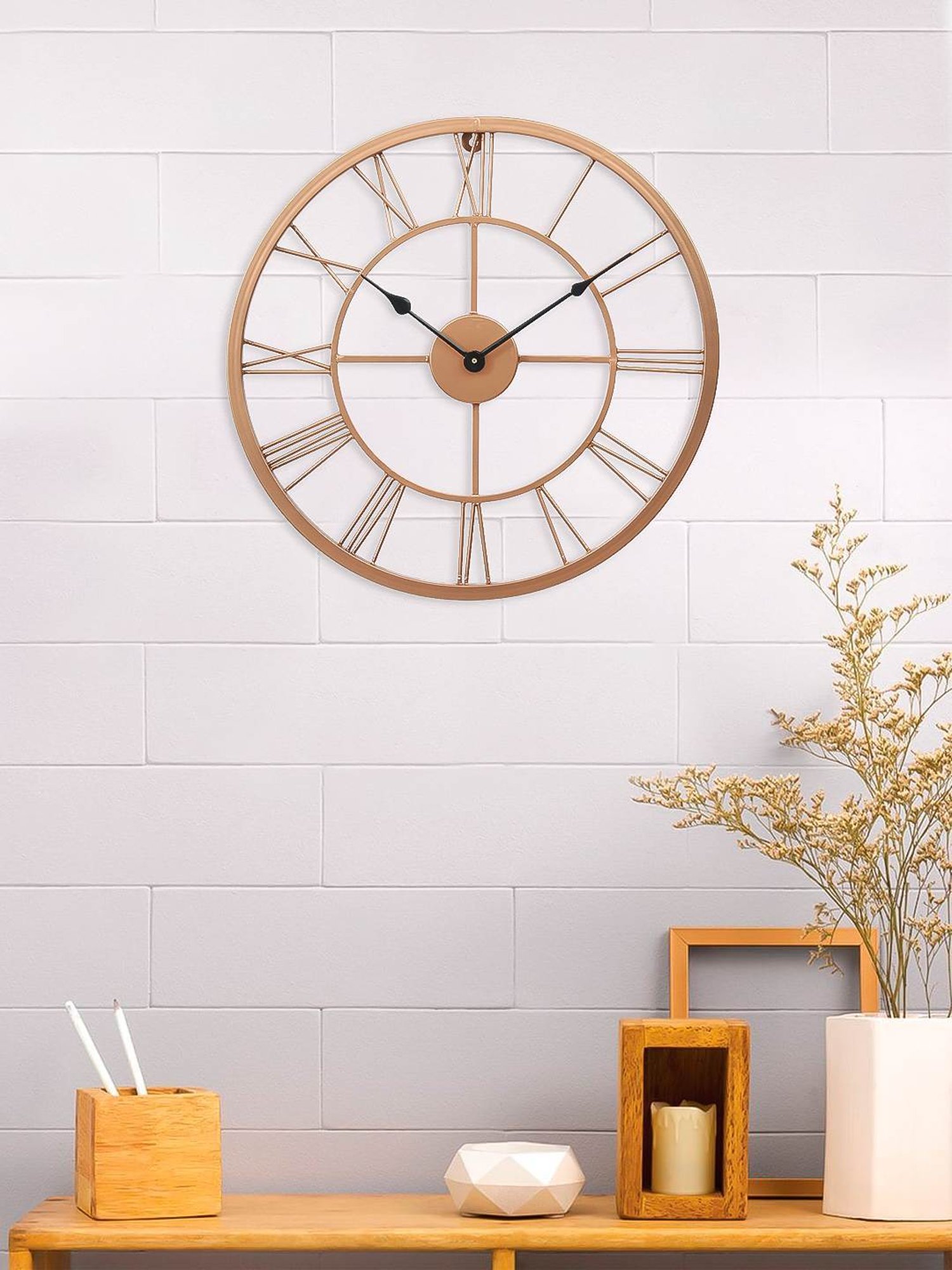 CHRONIKLE Round Copper Rose Gold Iron Wall Clock