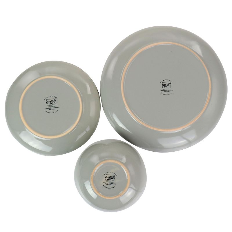 Gibson Home Rockaway Gold 12 Piece Stoneware Dinnerware Set in Gray