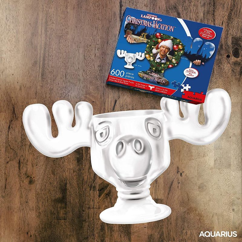 NMR Distribution Christmas Vacation Moose Mug & Collage 600 Piece 2 Sided Die Cut Jigsaw Puzzle