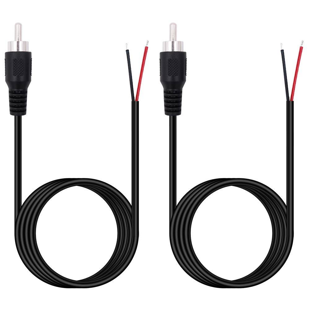 Fancasee (2 Pack 6 ft) Replacement RCA Male Plug Jack Connector Adapter to Bare Wire Open End Audio Video RCA Cable for Repair