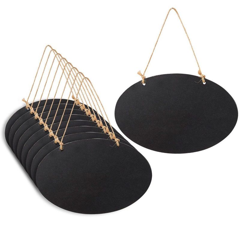 Juvale 8-Pack Hanging Reusable Oval Black Chalkboard Signs Blackboard for Party & Decorations