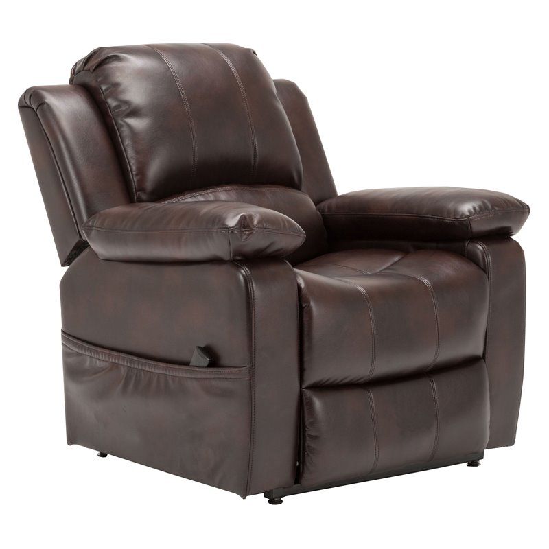 Spence Burnished Brown Leather Gel Lift Chair - Comfort Pointe