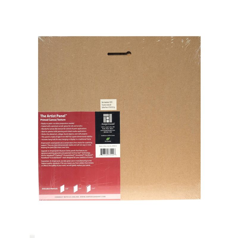 Ampersand The Artist Panel Canvas Texture Flat Profile, 12"x12" - 2pk