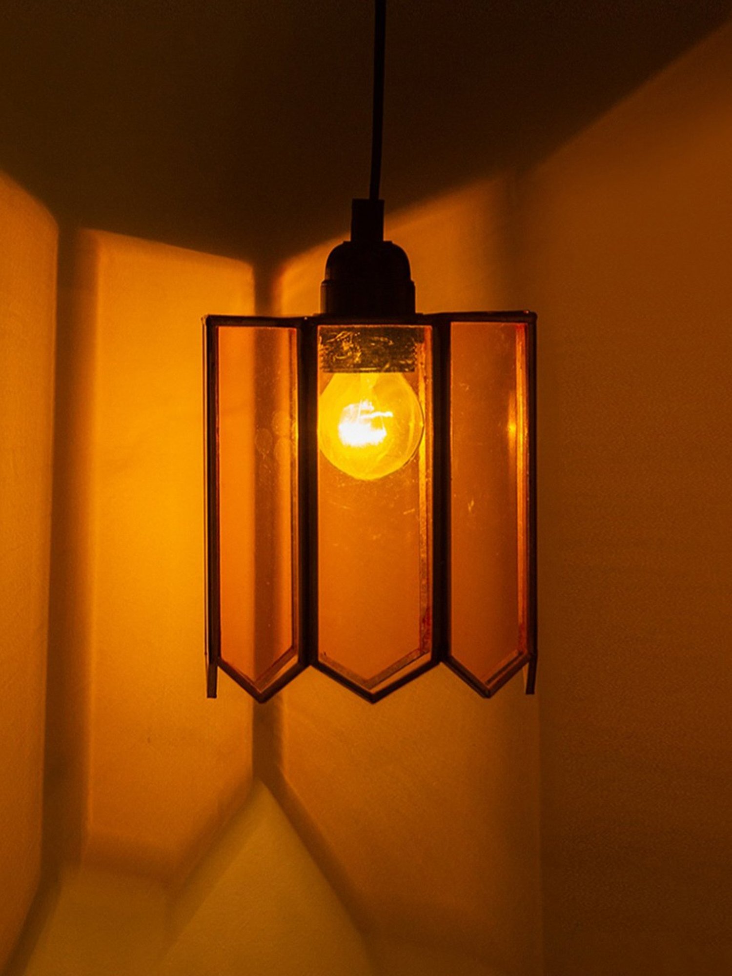 Pure Home and Living Grey Glass Trophy Shaped Table Lamp Stand