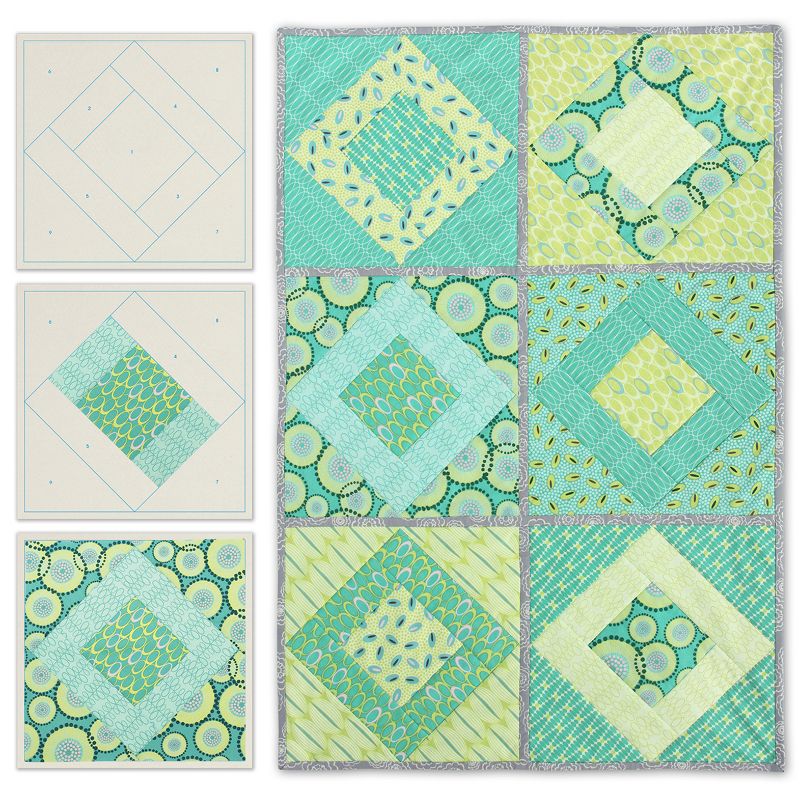 June Tailor Quilt As You Go Printed Quilt Blocks On Batting-Paris On Point