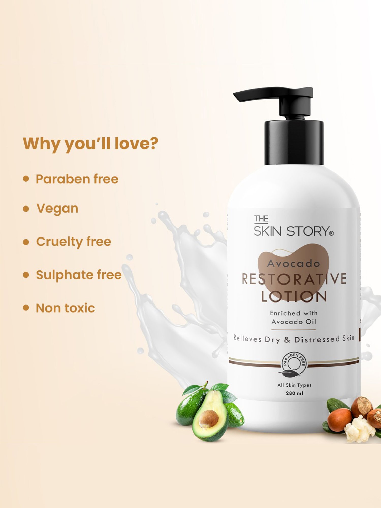 The Skin Story Avocado Restorative Lotion for Relieves Dry & Distressed Skin - 280 ml