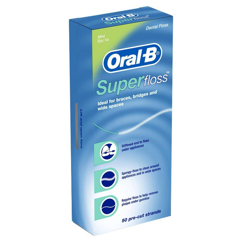 Oral-B Mint Super Floss Pre-Cut Strands - 50ct